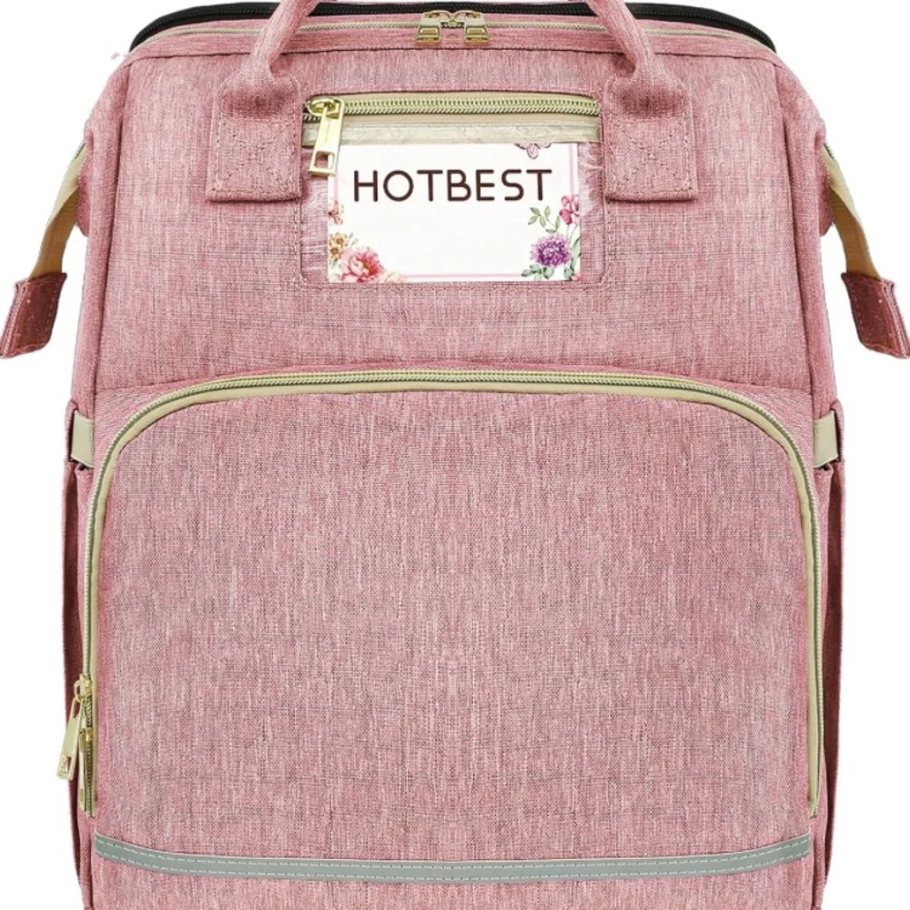 Light Pink Diaper Bag Backpack Changing Station